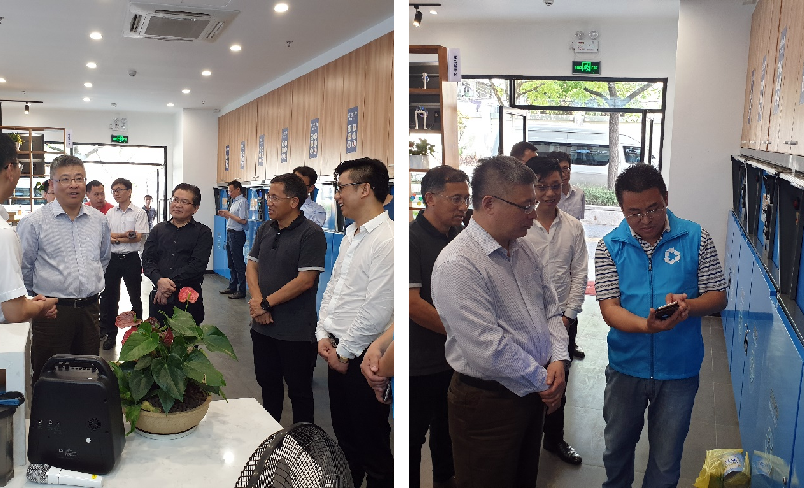 
2019年6月5日，上海市靜安區(qū)委書記陸曉棟等領(lǐng)導(dǎo)視察上海中器靜安區(qū)再生資源E站

